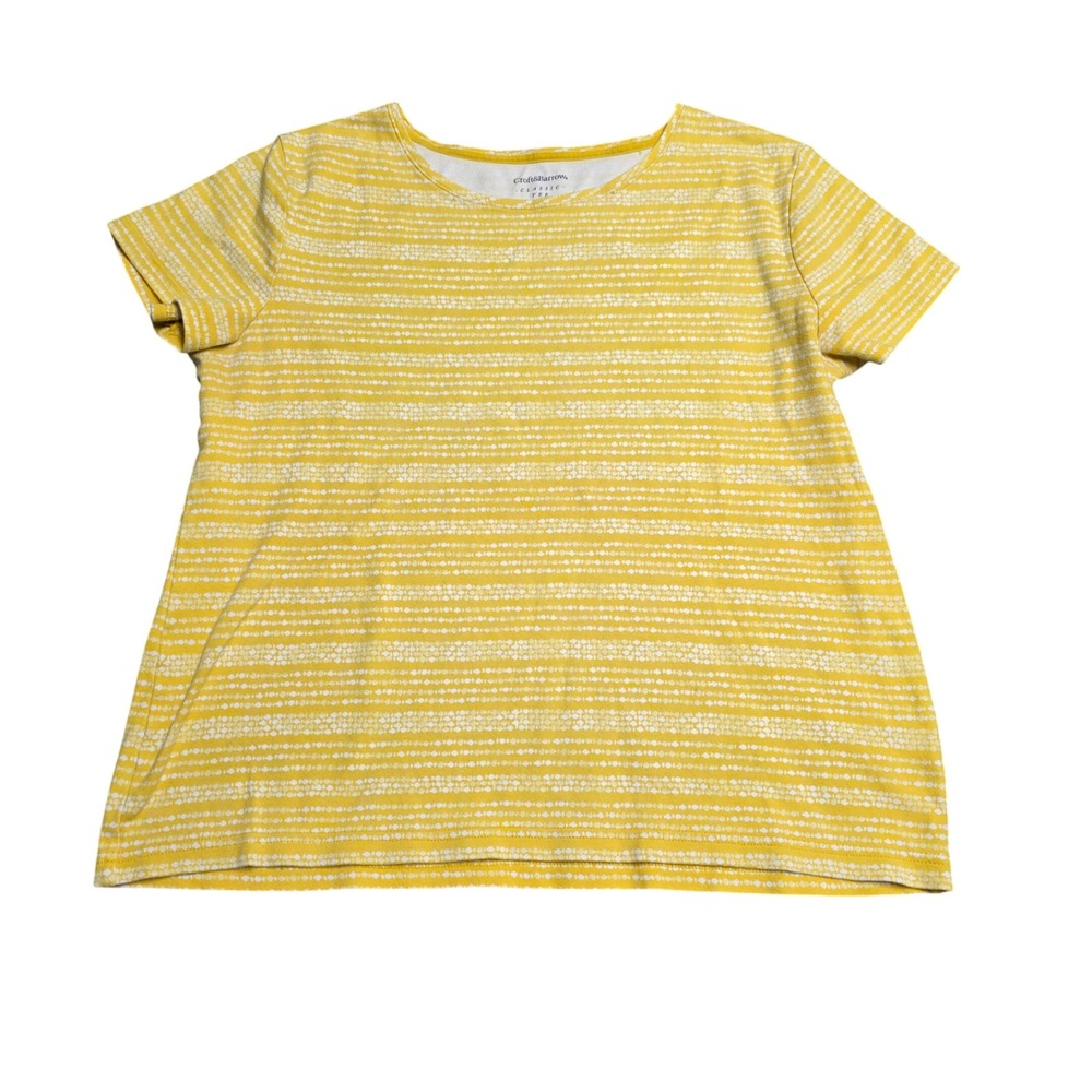 Croft & Barrow Classic Tee Striped Top Women's Size M Yellow White Short Sleeve